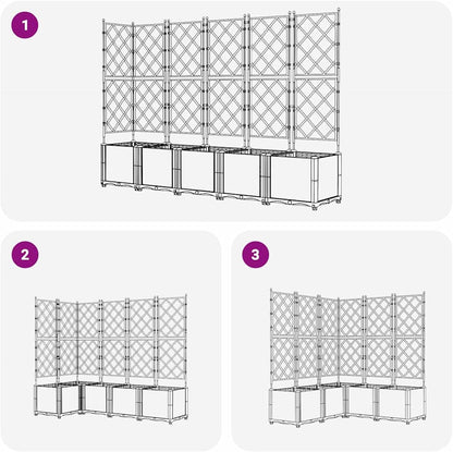 Gecheer Trellis 42002843 Plantenbak, 5 stuks, zwart, 120 x 120 x 143 cm, voor balkon, tuin, terras, bloemen - QUORE