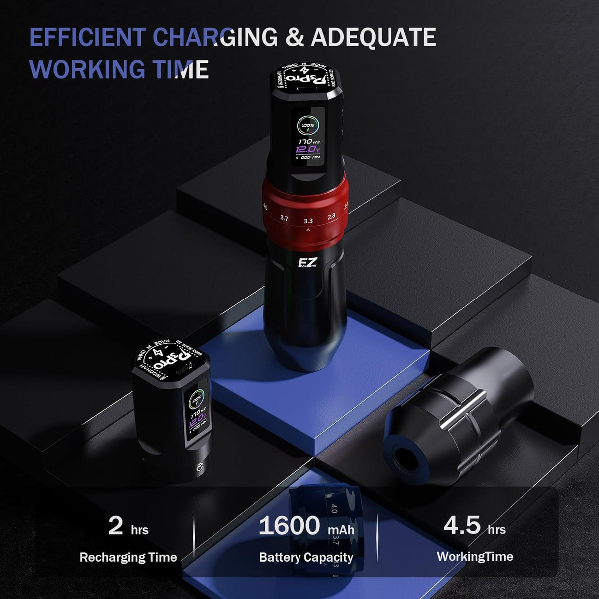 Draadloze Tatoeagemachine – Tattoo Pen – Tattoo Machine – Permanent Make-up Apparatuur – SMP Machine – 6 Verstelbare Slaglengtes – OLED Digitaal Display – 1600mAh Batterij – Glanzend Gouden
