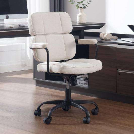 Ergonomische Bureaustoel – Bureaustoel – Werkstoel – Computerstoel – Kantoorstoel – Draaibaar 360° – Zacht Chenille Bekleed