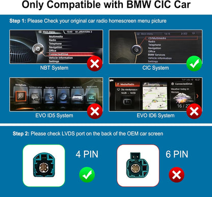 Retrofit Kit Decoder BMW CIC Systeem – CarPlay Adapter – Android Auto Interface – Draadloze Multimedia Module – Bluetooth WiFi Receiver – Draadloze CarPlay & Android Auto – Plug-and-Play Installatie – Originele Stuurwielbediening