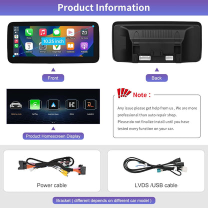 10,25 Inch Autoradio Touchscreen – Multimedia Display – Navigatiescherm – Infotainment Scherm – Auto Radio Upgrade – Draadloze CarPlay & Android Auto – Hoge Resolutie 1920x720