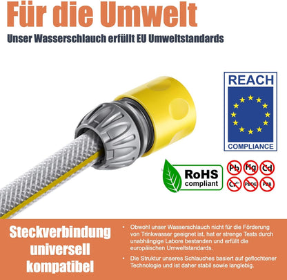 FANZTOOL 35 m + 2 m slanghaspel set met wandhouder incl. 8-functies multi-handdouche | automatisch oprollen | 180° draaibaar | tuinslang RoHS getest