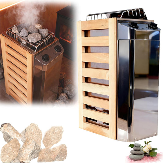 Saunakachel, draagbare elektrische oven, 3,6 kW, van roestvrij staal, met interne besturingen, voor binnen en buiten, met timer 3 uur en digitale bediening voor sauna, 3-6 m³, accessoires voor