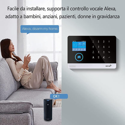 Draadloze alarmsysteem voor thuis, draadloze GSM-alarmset met sirene, PIR-bewegingsmelder, afstandsbedieningen, raam-/deursensor, ondersteuning voor 2G-SMS-Push (verpakking van 21)