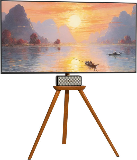 TV-Standaard Hout – TV-Statief – Televisiestandaard – TV-Ezel – Tripod TV-Standaard – In Hoogte Verstelbaar – 45° Draaibaar