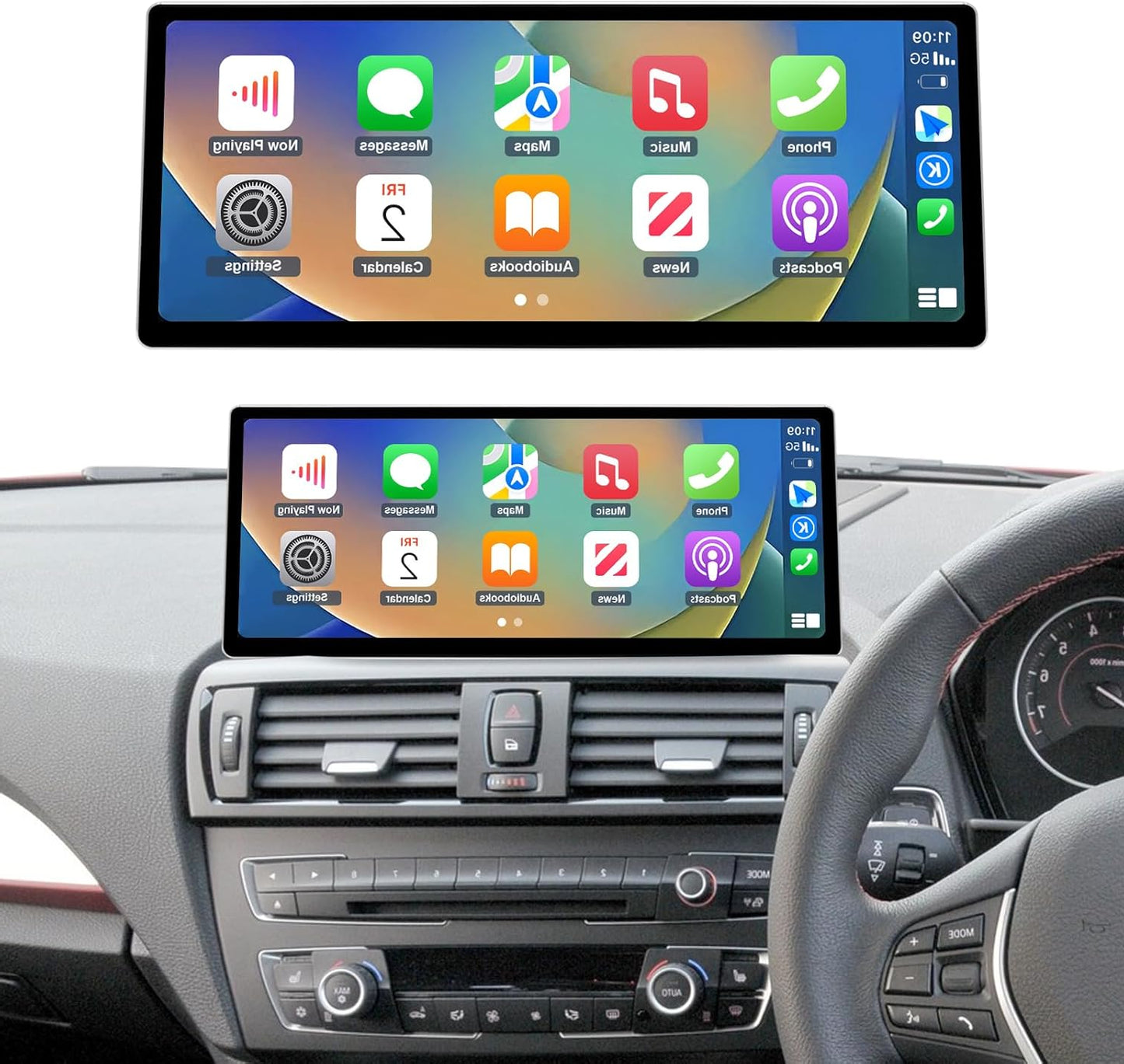 Ninetom 12.3 Inch Car Radio with Touch Screen for 2004-2008 BMW 1 Series E81/E82/E87/E88 with CCC System, Support Apple CarPlay/Android Auto/Mirrorlink/Navigation, Car Radio Upgrade - QUORE