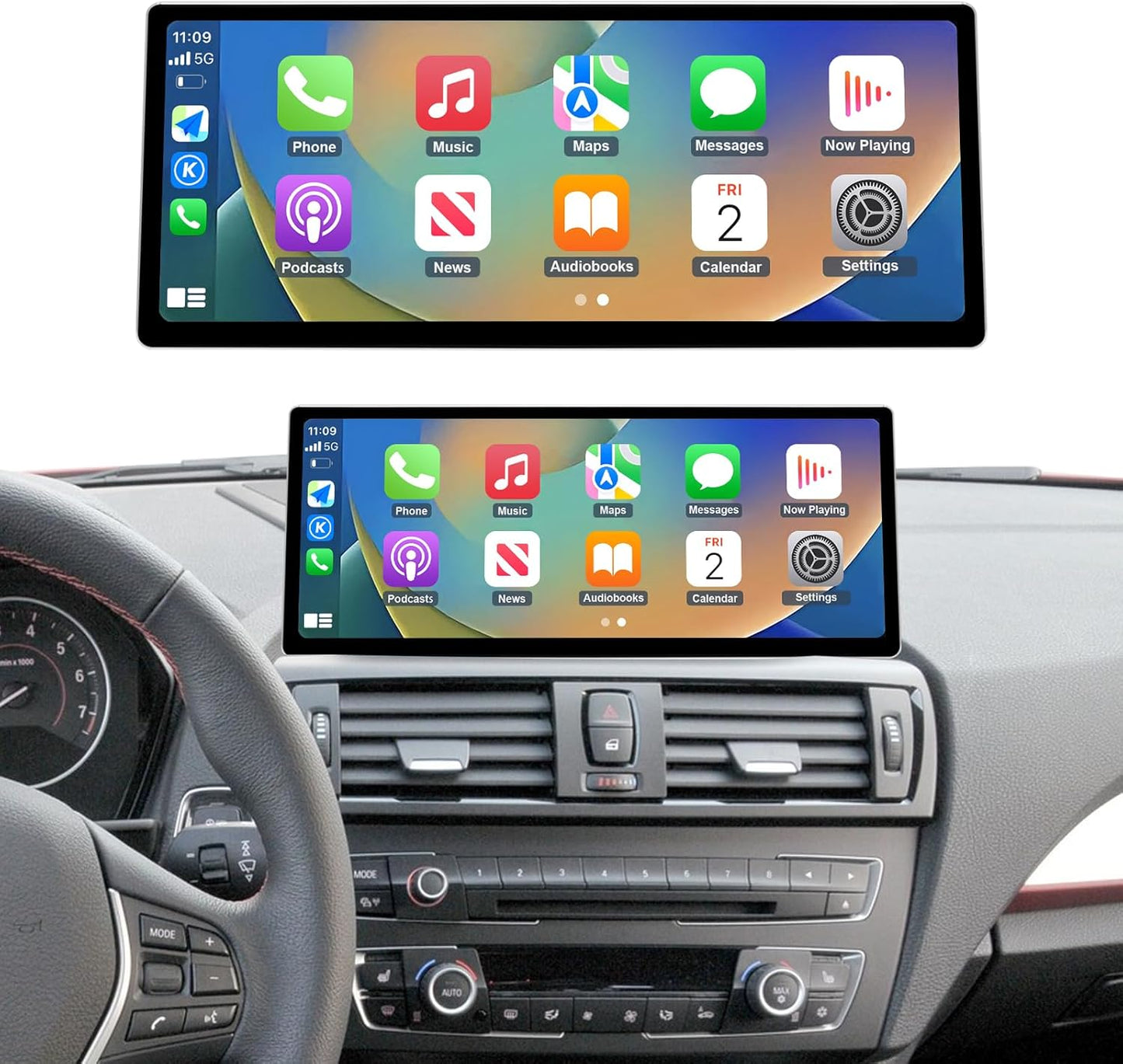 Ninetom 12,3 inch autoradio met touchscreen voor 2004-2008 BMW 1-serie E81/E82/E87/E88 met CCC-systeem, ondersteuning voor Apple CarPlay/Android Auto/Mirrorlink/navigatie, autoradio-upgrade