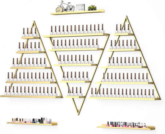Nagellak Wandrek Organizer – Wandrek – Wandplank – Displayrek – Cosmetisch Opbergrek – Set Van 6, 5 Lagen, Goudkleurig Metaal