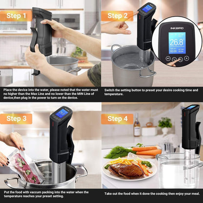 INKBIRD ISV-100W Sous Vide Stick + Beschermhoes | WiFi Roner Professioneel vacuümkoken op lage temperatuur 1000 W, Roner Stijve EVA-tas voor Transport, Antikras, Antistof, Zwart
