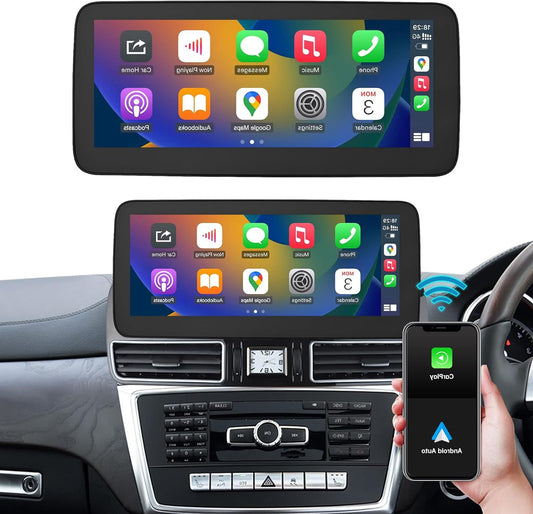 Ninetom Car Radio, 12.3 Inch Touch Screen with Wireless Carplay and Android Car for 2012-2015, Mercedes Benz ML GL W166 X166 with NTG4.5/4.7 System, Supports Mirror Link, Camera - QUORE