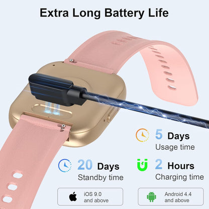 Smartwatch voor heren met oproep, 4,6 cm (1,85 inch), 100 sportmodi, ademfrequentie-monitor, hartslag- en slaapmonitor, waterdicht, IP68, intelligent dameshorloge met doe-het-zelf wijzerplaat, roze