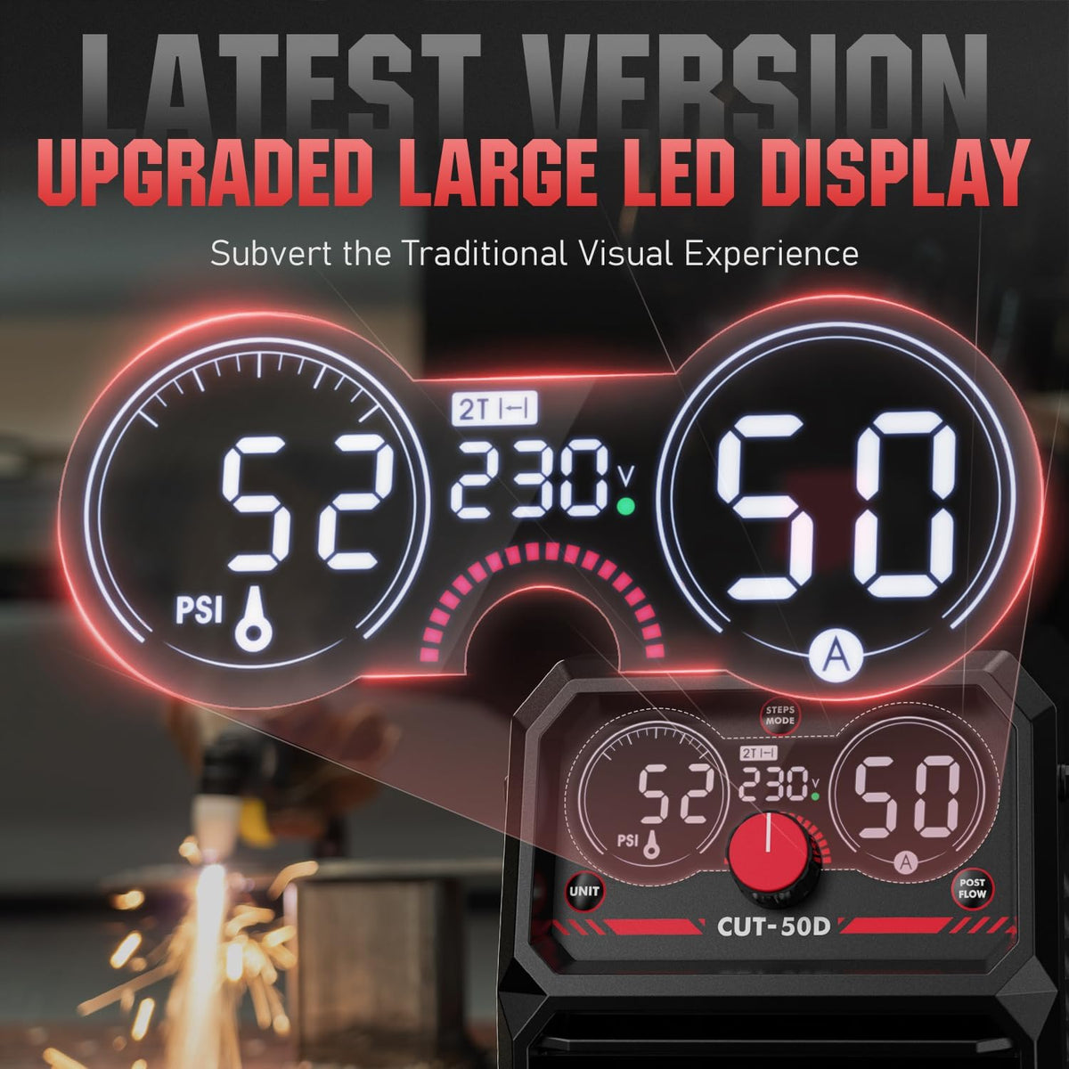 YESWELDER 50Amp Plasmasnijder HF, Non-Pilot Arc Groot LED Digitaal Display, Max. snijdikte 20mm, 230V plasmasnijmachine