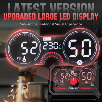 YESWELDER 50Amp Plasmasnijder HF, Non-Pilot Arc Groot LED Digitaal Display, Max. snijdikte 20mm, 230V plasmasnijmachine