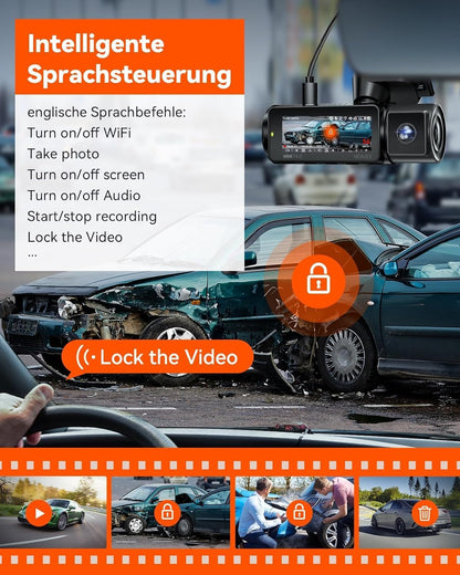 VANTRUE N5 4-kanaals dashcam auto 1944P+3×1080P/30FPS, STARVIS 2, 360° voor achter 5GHz wifi, spraakgestuurde dashcam met GPS, dubbele HDR+ WDR, 24 uur. Bufferparkeermodus, dubbel IR, max. 512G