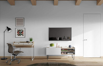 TemaHome Rise bureau, eikenfineer, witte laden en onderstel, L100xB55xH85 cm