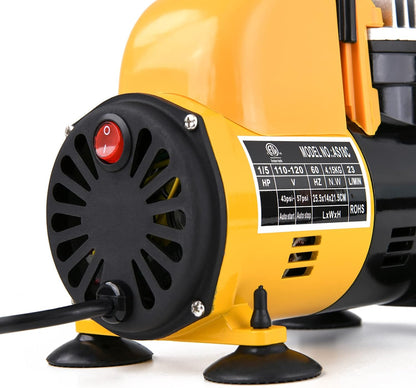 MEEDEN Airbrush-compressor, 1/5 pk, inzuigercompressor met auto-stop, hermisch beschermd, laag loopgeluid, 47 dB, regelaar, watervalhouder, 1/8 luchtslang voor modelbouw, tattoo en graffiti
