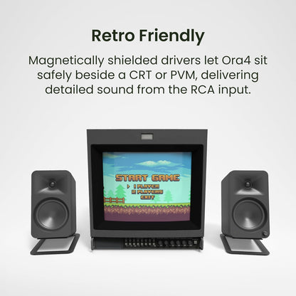 Kanto ORA4 140W Powered Reference Speakers with Bluetooth 5.0 and USB-C Input | 4” Woofers | Bi-Amplified | Reference Quality Sound | Pair | Black