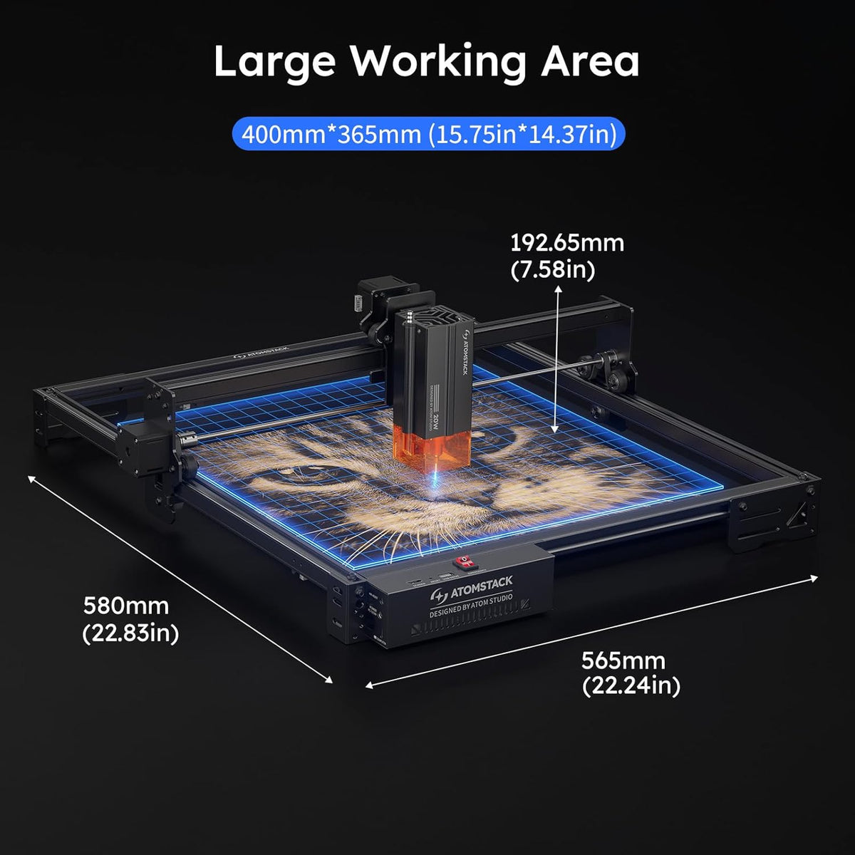 ATOMSTACK A20 PRO V2 lasergraveermachine 20W lasersnijder, uiterst nauwkeurige lasersnijder voor gepersonaliseerde geschenken, visitekaartjes, hout, metaal, acryl, leer