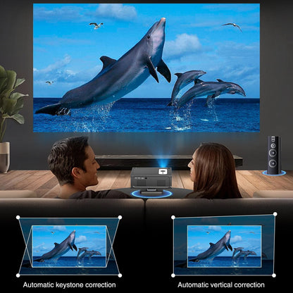 beamer Full HD 1080P Ondersteuning 4K, Smart Projector 4K met WiFi 6 BT 5.0, Mini beamer Ondersteunt Automatische Horizontale Keystone Correctie en Remote Focus