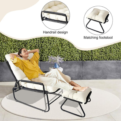 Relaxfauteuil – Relaxstoel – Tv-fauteuil – Verstelbare Zetel – Leunstoel Met Voetenbank – Verstelbare Rugleuning – Stevig Metalen Frame – Ruime Afmetingen 83x74x130 cm