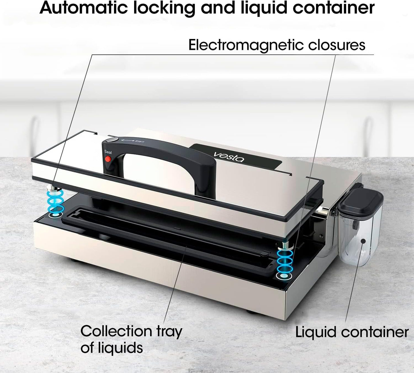 Vesta Precision Vac'n Seal Pro I Vacuümsealer - Smart Seal Design, bediening op volle snelheid, moeiteloze zware werklast, gepatenteerde snijdooszakken, ontworpen en onderhouden in de VS
