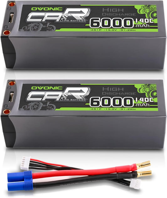 OVONIC 4S Lipo-accu 140C 6000mAh 14.8V Shorty Lipo-accu met EC5-stekker voor RC Car Monster Truck Crawler RC Hobby (2 stuks)