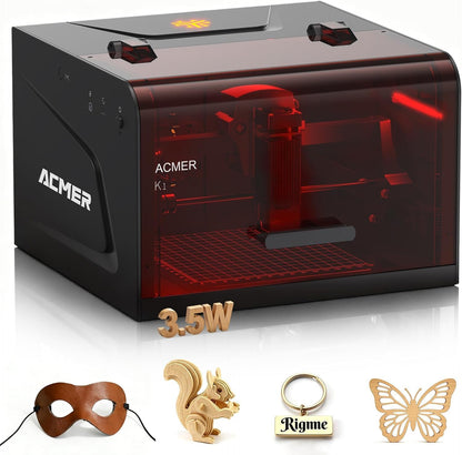 ACMER K1 lasergraveermachine 12000 mW, klasse 1 kleine gesloten veiligheidslasersnijder, nauwkeurigheid 0,01 mm. Zeer nauwkeurige lasergraveermachine voor hout, metaal, acryl, leer, enz.