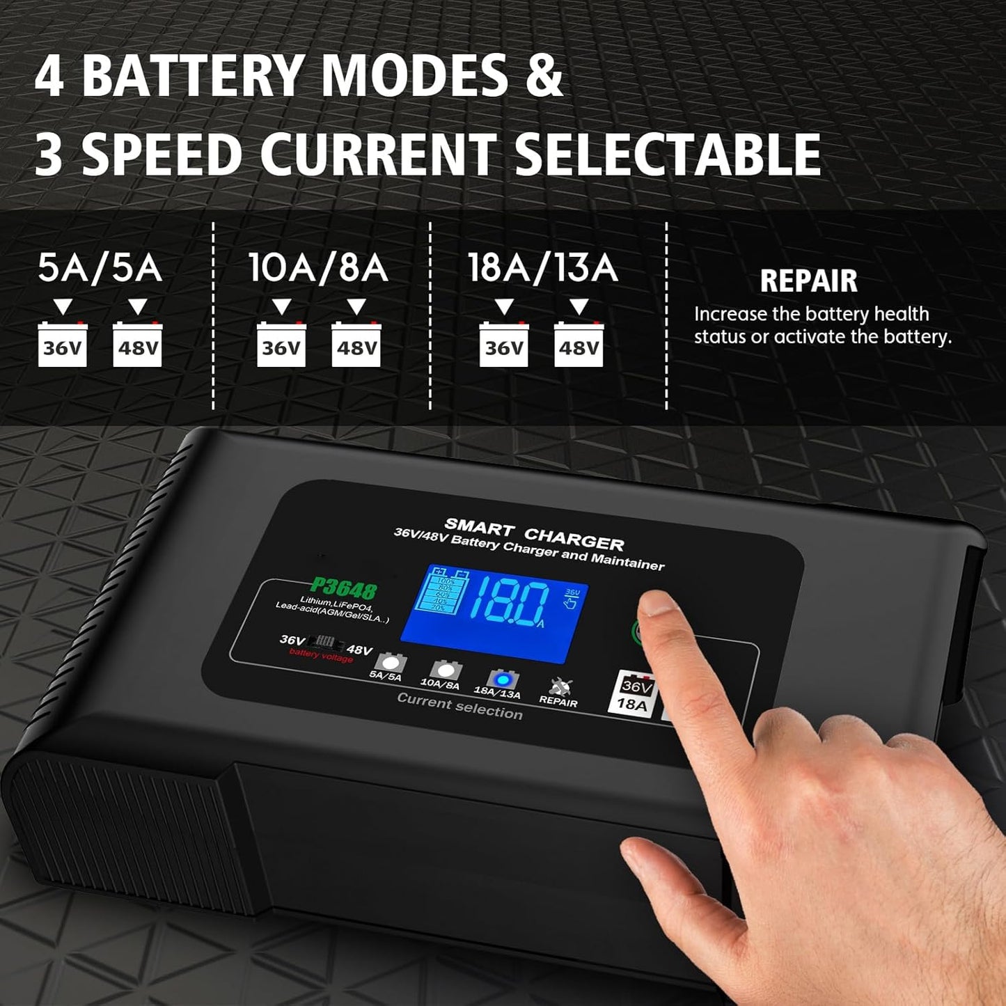 Acculader – Batterijlader – Oplader – Accuoplader – Voertuiglader – Intelligent Automatisch Laden – Reparatiemodus Sulfatering Tegen
