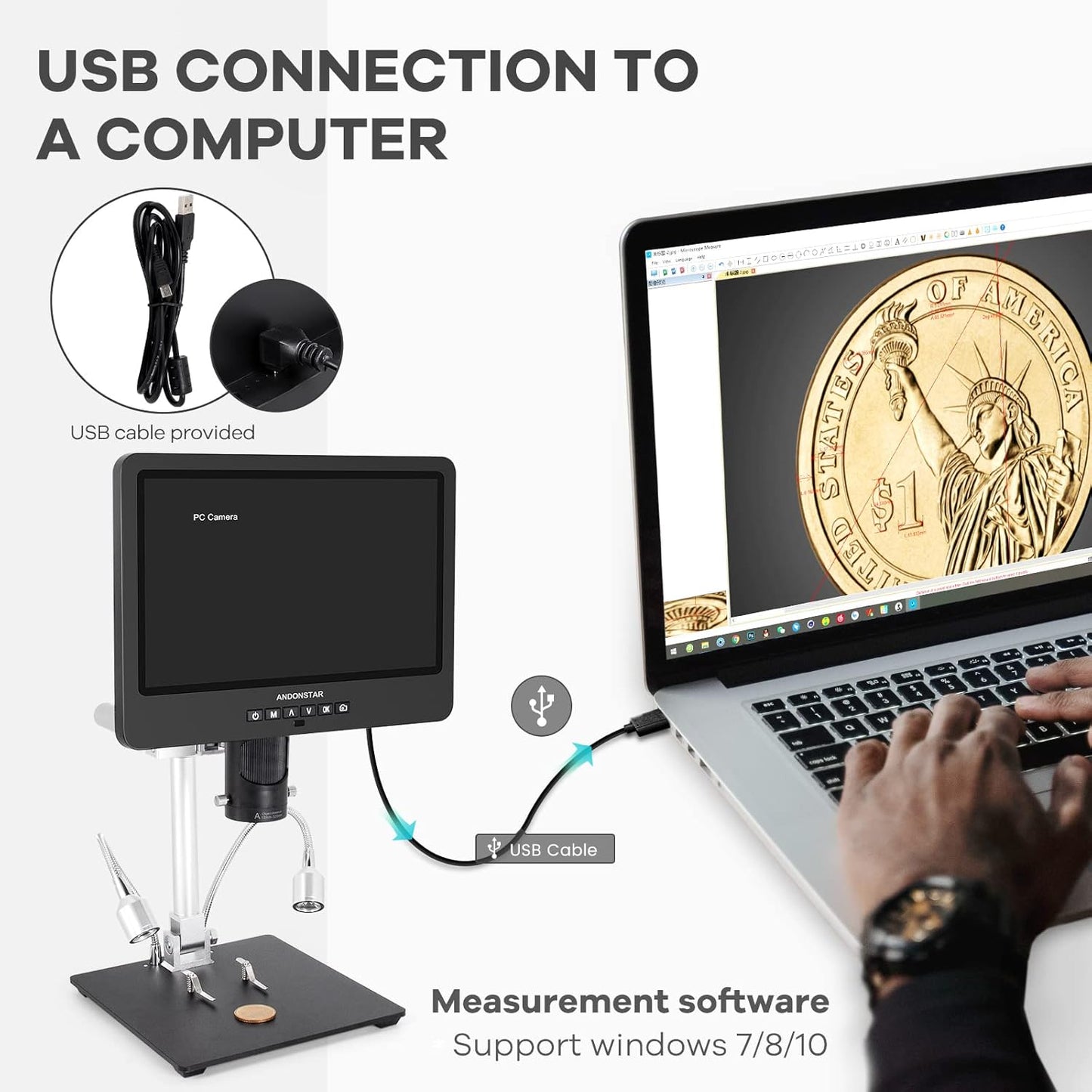 Digitale Microscoop – Soldeermicroscoop – Biologische Microscoop – Muntmicroscoop – HDMI Microscoop – 3 Verwisselbare Lenzen – UHD 2160P Video-opname
