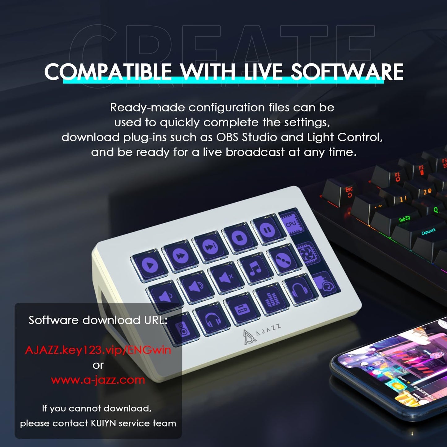 AKP153 Studio Controller, Stream Deck, 15 Macro Keys, Trigger Actions in Apps and Software Like OBS, Twitch, YouTube, Custom Console for Live Streaming, Photo and Video Editing, PC/Mac (White)