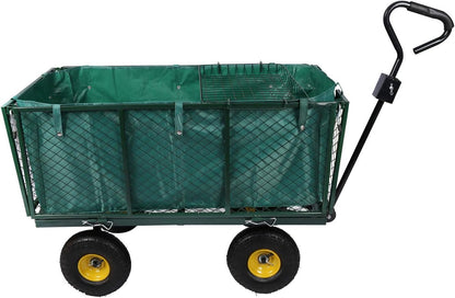 Wiltec transportwagen tot 550 kg met metalen roosters, tuinwagen met afneembaar zeil, handkar met legbord, tuinkar voor gebruik op gras en grind