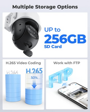Beveiligingscamera - WiFi-beveiligingscamera - Camerabewaking - 4K Wi-Fi 6 - voor Buiten - met Dubbele Lens - 6X Hybride Zoom - 360° Zicht - Detectie van Personen - Voertuigen - Dieren - Automatisch Volgen - Kleurennachtzicht - Wit