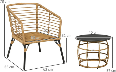 Tuinstoelen - Tuinmeubelen - 3-Delige - Tuin Eettafelstoelen - Inklapbaar Stoelen & Tafel - Weerbestendig - Stabiel - met Kussen - voor Terras - Balkon - Staal - 46 x 37 cm Tafel - 62 x 65 x 78 cm Stoel - Zand/Zwart