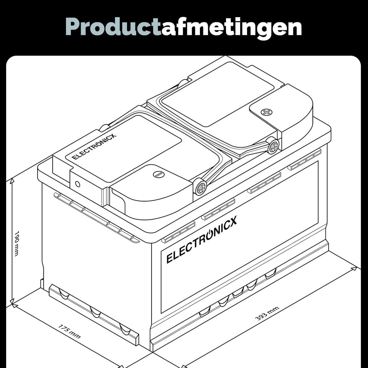Electronicx GEL 12V 140Ah Marine Edition Deep Cycle accu – onderhoudsvrij en lekvrij – voor camper, boot, jacht – 393×175×190 mm – vrijetijdsaccu – pluspool rechts