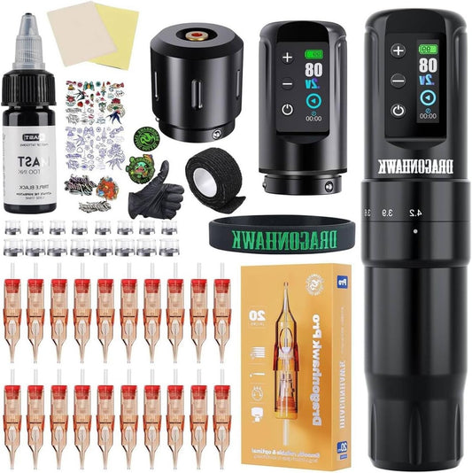 Draadloze Tattoo Machine Pen – Tattoo Gun – Tattoo Pen – Rotary Machine – Tattoo Kit – 7 Verstelbare Stroke Lengtes – 2000mAh Lange Batterijduur