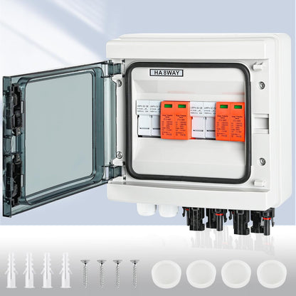 Overspanningsbeveiliging PV DC1000V bliksembeveiliging PV installatie 20-40 KA, overspanningsbeveiliging op zonne-energie, 2 snaren, 8 modules met 16 A-zekering, IP65 waterdicht en