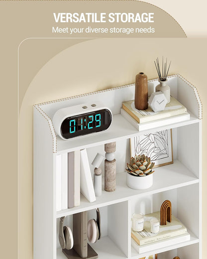 Hzuaneri Bookcase and Bookshelf with 7 Layers, Freestanding Display Organizer with 8 Divided Sections, for Home Office, Living Room and Bedroom, 24 x 60 x 199cm, White, BC11703X