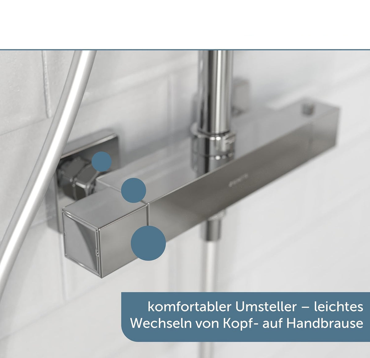 Douchesysteem – Doucheset – Douchezuil – Douchepaneel – Regendouche – Thermostaatkraan – Grote Regendouche 32x20 cm – Verstelbare Handdouche – Waterbesparend – Chroom