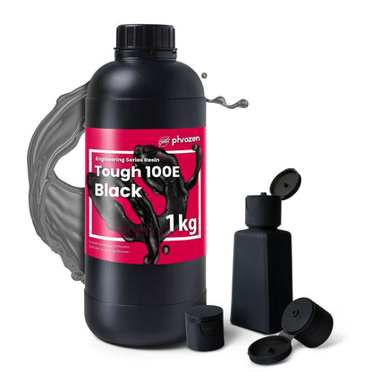 Phrozen Tough 100E 3D Printer Hars | fotopolymeerhars met hoge precisie & duurzaamheid | 405nm Engineering Resin voor LCD/MSLA/DLP Printer | UV-Uithardende hars - Zwart (1kg)