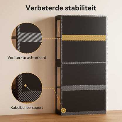 Glazen vitrine zwart – vitrinekast – displaykast – etalagekast – presentatiekast – 4 glazen planken – geïntegreerde ledverlichting