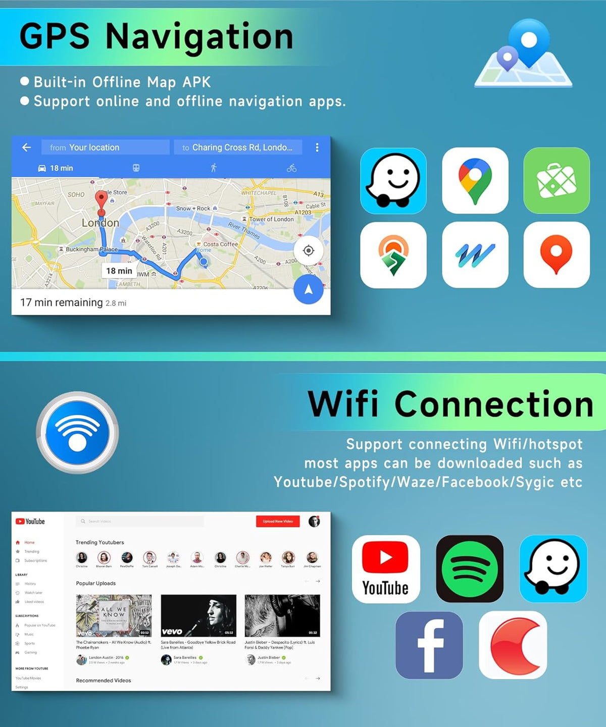 2G & 64G Podofo 10.1 '' Autoradio voor VW Touran 1 2003-2010 Draadloos Carplay Android Auto, Android 13 Radio 2 Din met Bluetooth WiFi GPS HiFi RDS/FM + AHD Achteruitrijcamera/Canbus