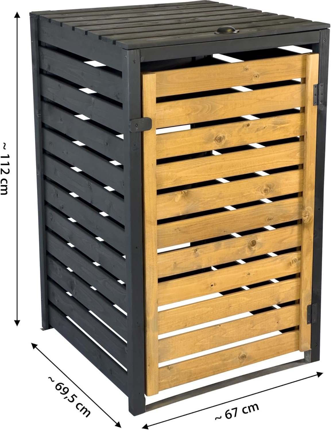 dobar Green Label 1 Piece 120 L Wood in Brown/Black as Building Kit, Waste Container Box with Lid and Swing Door, Two-Tone 67 x 64 x 94 cm - QUORE