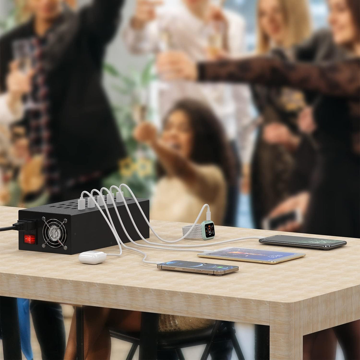 Laadstation voor meerdere apparaten, 20-poorts 200W/40A USB-laadstation, 20-in-1 USB-oplaadhub, meerdere USB-laadstations voor iPhone, iPad, Samsung, tablets en andere elektronica