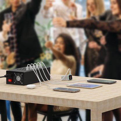Laadstation voor meerdere apparaten, 20-poorts 200W/40A USB-laadstation, 20-in-1 USB-oplaadhub, meerdere USB-laadstations voor iPhone, iPad, Samsung, tablets en andere elektronica