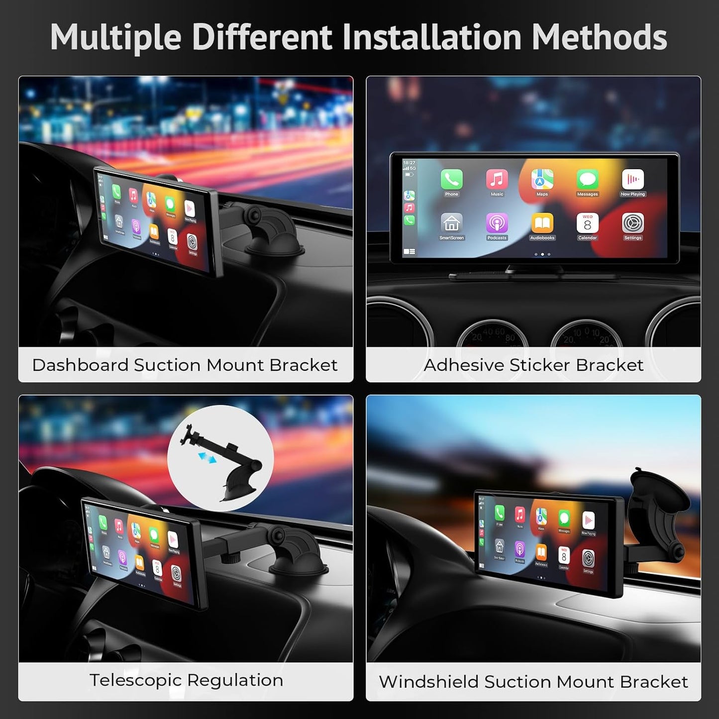 Draadloze A-pple Carplay en Android Auto 10,26 inch touchscreen-autoradio: 1080p achteruitrijcamera, Mirror Link, Siri, FM, Bluetooth - draagbare Drive Mate-navigatie