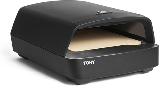 BURNHARD Tony Pizzaoven op gas, 450 °C, draagbare outdoor pizzaoven, 5,9 kW (58,5 x 47,7 x 24,8 cm), met cordieriet vuurvaste steen voor terras, balkon, tuin