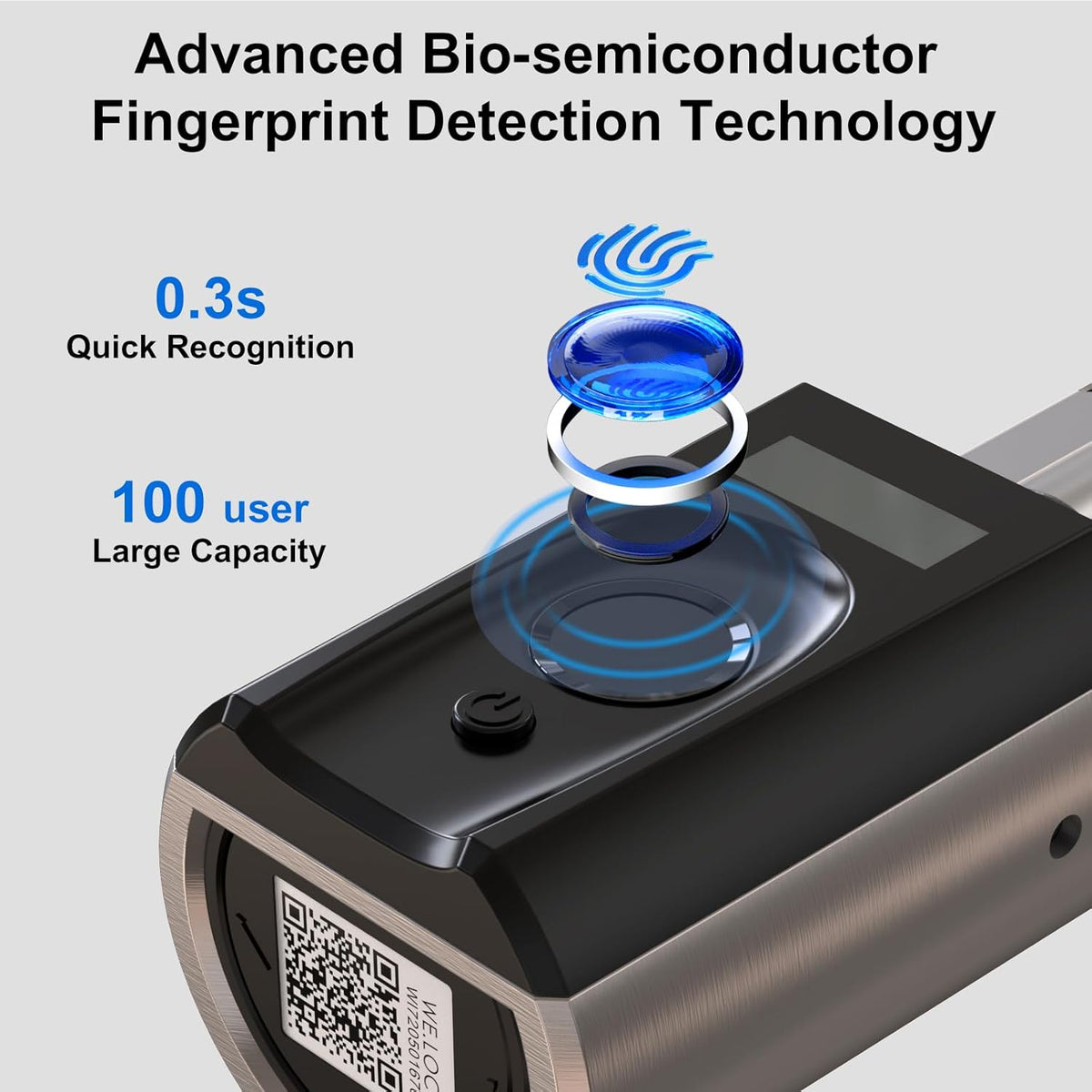 WELOCK Vingerafdruk Smart Deurslot Keyless 5-in-1 Elektronisch Slot, Bluetooth APP Smart Deurslot Lock Door, RFID-kaart, IP65, voor Home Office Appartement Bedroom