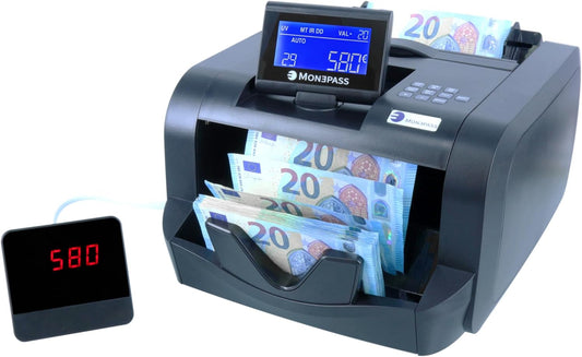 Bankbiljettenteller Met Waardebepaling – Bankbiljetteller – Biljettenteller – Geldteller – Telmachine Voor Gesorteerde Bundels – 5-Voudige Detectie UV/IR/MGI/MGT/2D – Tot 1000 Biljetten Per Minuut