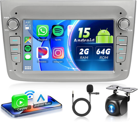 VECHTEL 2G+64G Autoradio Android 15 voor Alfa Romeo MITO 2008-2016, 7 Inch HD Aanraakscherm Autoradio met Draadloze Carplay Android Auto GPS Wi-Fi 2USB Bluetooth FM RDS Radio Camera