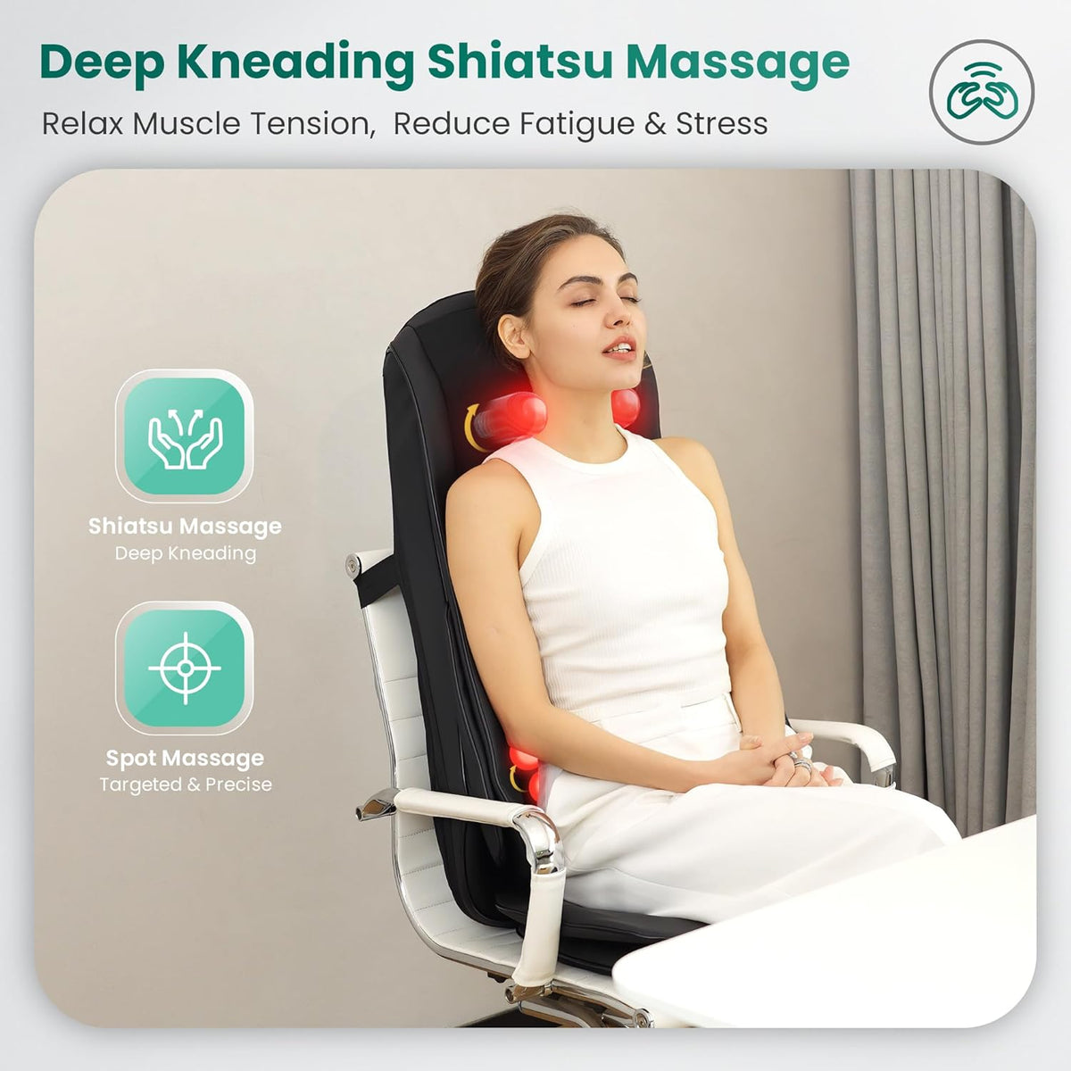 Snailax Verbeterd Shiatsu massagekussen met warmte, massagekussen met compressie, kneden, trillingen, full-body massageapparaat voor rug, nek, schouder, rugmassageapparaat, geschenken